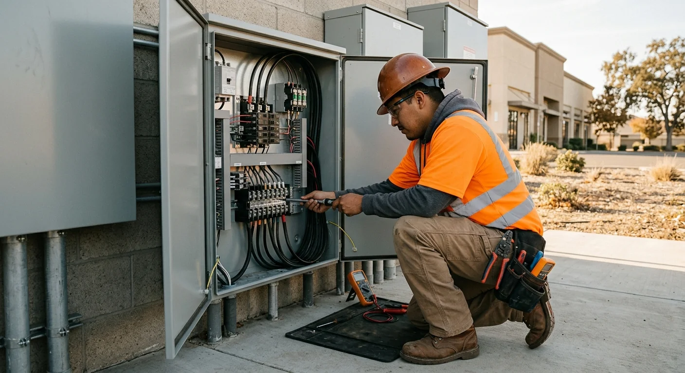 Combiner box and electrical panel connections for a commercial solar system
