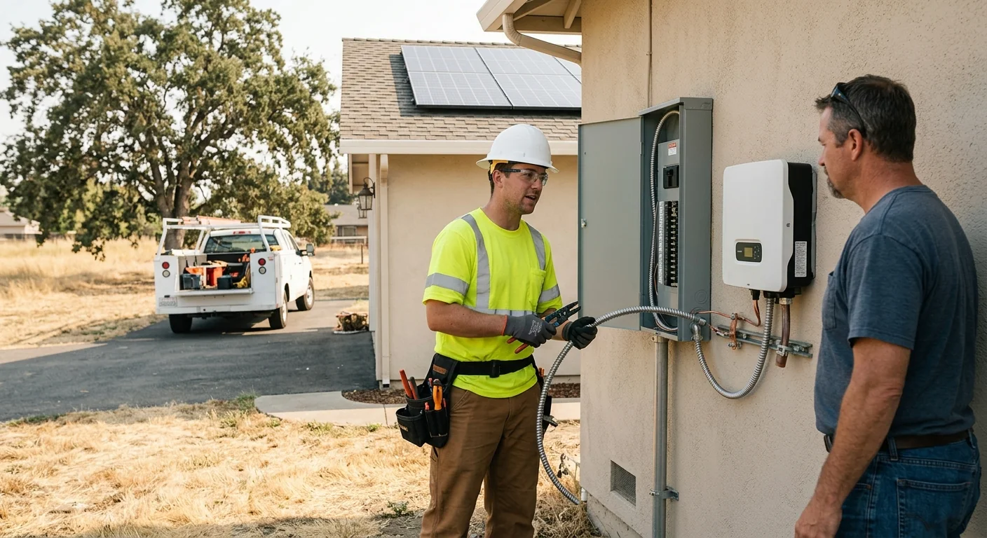 Conduit rerouting and grounding work on a ranch home solar system in Modesto