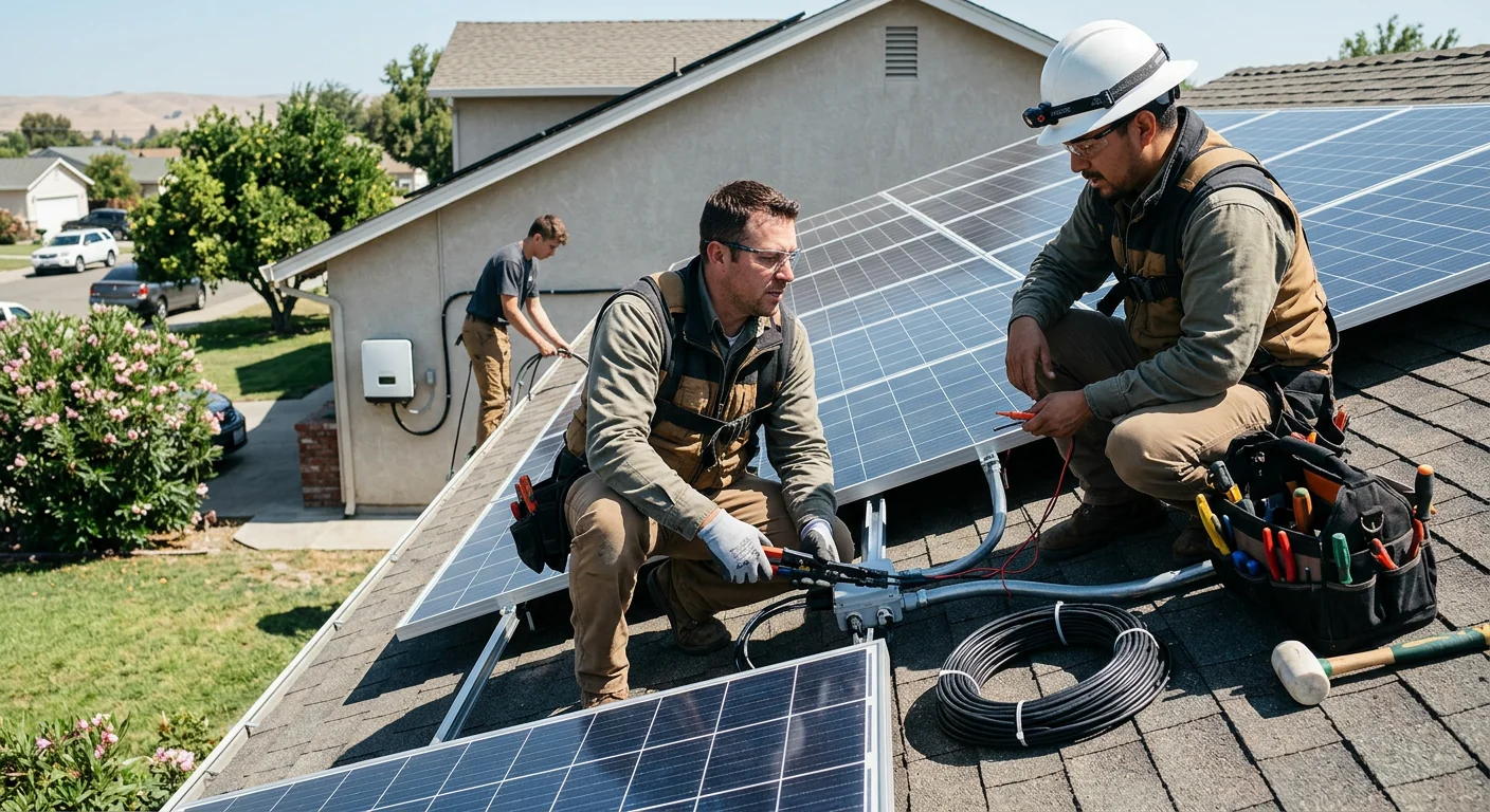 Newly installed rooftop solar array on a Modesto family home